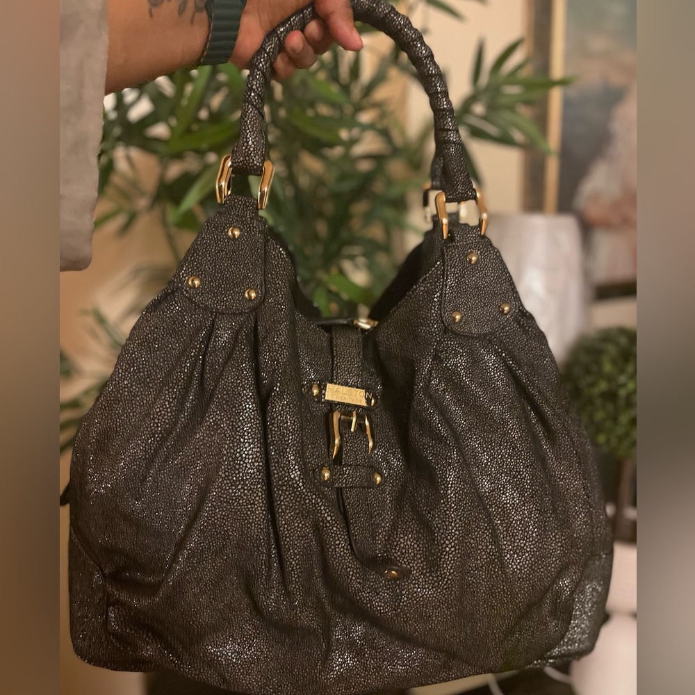Halston Heritage leather black and silver Shoulder Bag